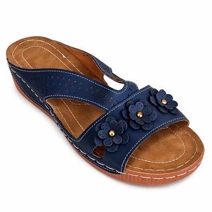 Women’s Navy Orthopedic Wedge Slide Sandals Euro 43 / US 12 Fits Lik 10.5-11z
.